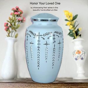 Urna de cremación de aluminio hecha a mano con grabado de diamante cenizas humanas adulto hombre mujer urna de entierro grande para cenizas hombres mujeres niños mascotas - Product Image 2