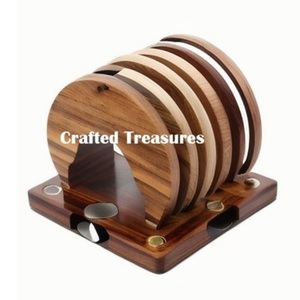 Juego de posavasos de mármol de café para bebidas negras cuadradas redondas de fábrica de 8 posavasos de pizarra a granel con soporte de Metal - Product Image 2