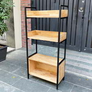 60x32x128cm Rubber Wood 3-Tier Iron Frame Office Organizer KS68095-Easy Standing Installation - Product Image 6