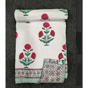 Dohar hermoso hecho a mano nuevo edredón de algodón bloque de mano impreso diseño Floral Algodón puro Dohar Manta - Product Image 1