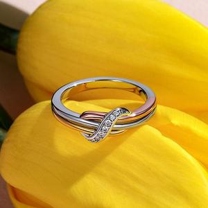 Jeulia Tri-Color Infinity <b>Ring</b> for Women-Sterling Silver with Rhodium Plated Zircon & Pearl - Product Image 4