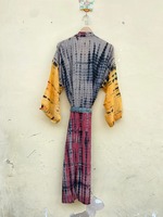Dress ikat celup Batik Kimono wanita, gaun musim panas dan musim semi motif Batik ukuran besar