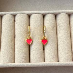 Gold Plated Hot Pink Hoop Earrings Elegant Charm Jewelry For Women Birthday <b>Gift</b> Anniversary <b>Gift</b> <b>Gift</b> For Her Oem Odm Wholesale - Product Image 2