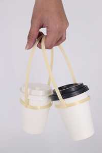 Porte-gobelet avec poignée jetable | Porte-gobelet en bambou, porte-gobelet en rotin/jonc de mer/paille à emporter. - Product Image 2