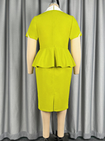 ADR060502 Robe Peplum Femme Grande Taille AOMEI Verte Manches Courtes Fourreau Tenue de Bureau Robes de Bureau Professionnelles