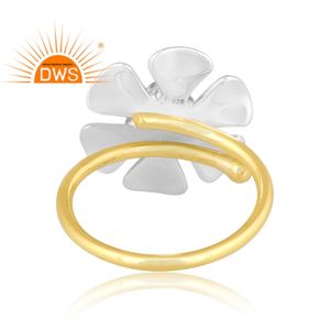 Dernière conception faite à la main 18K plaqué or ensemble de perles naturelles forme florale bague empilable Demi fabricant de bijoux fins - Product Image 4