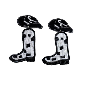 Fashion Embroidery Seed Beads Cow Print <b>Boot</b> Scoot Earrings - Silver From India Handmade Earrings for <b>Women</b> - Product Image 5