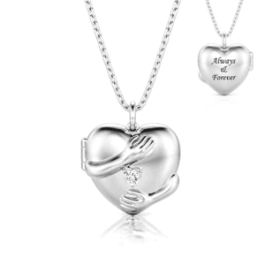 Jeulia Warm Hug Custom Engraved Heart Photo <b>Locket</b> Necklace in Gold Plated Stainless Steel - Product Image 1