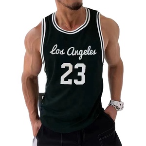 Débardeurs d'été en maille pour hommes Fitness T-shirt sans manches pour hommes Basketball Training Fashion Sports Vest Basketball Jersey - Product Image 5