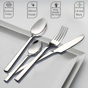 Juego de Cubiertos Clásico de Plata para Comer en Casa, Cubiertos de Acero Inoxidable Duraderos para Restaurantes, Cafeterías y Hoteles - Product Image 2