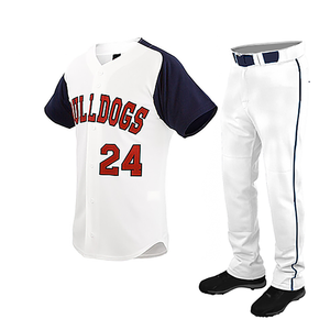 Uniforme de base-ball 100% Polyester rayé, uniforme de base-ball avec boutons, Design personnalisé - Product Image 1