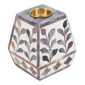 Quemador redondo pulido de oro moderno, mosaico de nácar con cuentas, aspecto atractivo, Oud quemador, suministro de fragancia para el hogar - Product Image 3