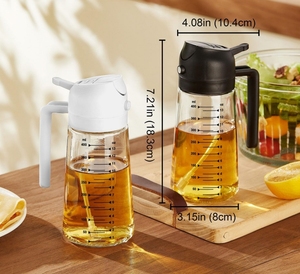 TrendPlain 16oz/470ml調理用持続可能なガラスオイルスプレーボトル2-in-1キッチンツール食器洗い機安全エアフライヤーBBQ - Product Image 6