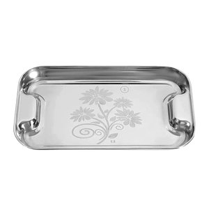 Usine en gros argent décoratif plateaux de service poignées en métal moderne approvisionnement alimentaire de table pour les mariages Diwali maison hôtel utilisation - Product Image 6