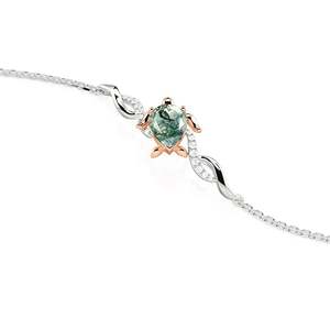 Bracelet Jeulia réglable bicolore en agate mousse avec tortue et fine chaîne - Product Image 2