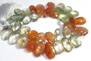 Perles de pierre de soleil verdâtre 12.5-17.5mm perles de poire à facettes naturelles 7 brins de pierres de soleil africaines multiples pierres précieuses en vrac - Product Image 5