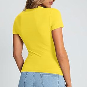 90% Polyester, 10% Spandex Femmes Fit Short Sleeve Workout Top - Fitness Gym Athletic Yoga T Shirt - Product Image 1