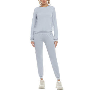 Ropa informal para mujer, Jersey, conjunto de chándal, forro polar de algodón, logotipo personalizado, ropa de entrenamiento para mujer, conjunto de 2 piezas - Product Image 2