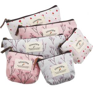 Wholesale Eco-Friendly Custom Cotton <b>Canvas</b> Zipper Pouches <b>Large</b> Capacity Reusable Makeup Cosmetic Bags Handle Logo Printing - Product Image 3