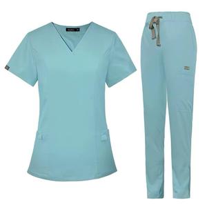 Conjunto médico superior de uniforme de enfermera de hospital OEM para mujer en tela tejida - Product Image 3