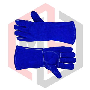 Guantes de Soldadura de Cuero Azul, Textura Suave, Puño de Punto, 11 oz, 14 Pulgadas, Palma Reforzada, Resistentes al Calor, Antiestáticos, para Soldadura MIG, TIG, Stick, Barbacoa - Product Image 6