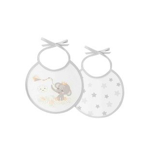 PAQUETE DE 2 BIBS-20X20-CACHIRULO ESTRELLAS-Juego de baberos de algodón gris con estampado de dibujos animados para 0-12 MESES - Product Image 1