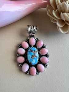 Golden Hill Turquoise Rose Opale Pendentif en argent sterling fait à la main Boho Bijoux pour femmes - Product Image 4