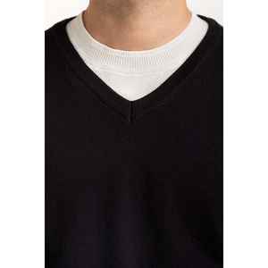 Pull à col en V pour homme, taille plus, style décontracté, manches régulières, AMN-SWT-WS24-002 - Product Image 2