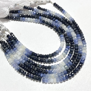 Cuentas sombreadas de Rondelle facetadas de zafiro azul, piedras preciosas naturales para la fabricación de joyas - Product Image 1