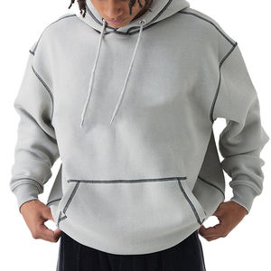 Alta calidad logotipo personalizado etiqueta 500gsm peso pesado pulóver sudaderas 100% algodón hombros caídos de gran tamaño hombres Sudadera con capucha básicos - Product Image 5