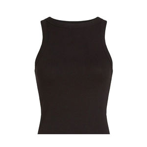 Adult Ladies Ripped <b>Tank</b> <b>Top</b> <b>Black</b> Color Breathable Seamless Street Wear Stretch Rib <b>Knit</b> Sleeveless Casual <b>Tank</b> <b>Top</b> Women's - Product Image 1