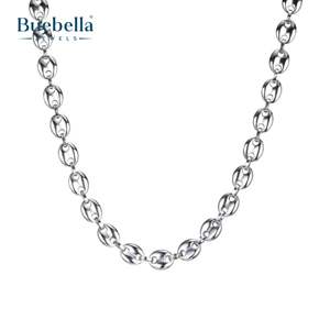 Venta caliente 925 Plata 14K Oro 6mm Cadena de granos de café para hombres Collares Premium con estilo - Product Image 5