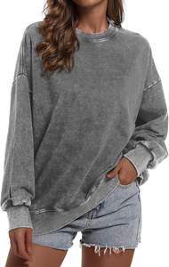 Sweat-shirt décontracté pour femme, col rond, coupe ample, vintage, manches longues, avec poche, pour l'hiver - Product Image 4