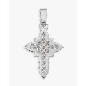 จี้รูปกางเขนประดับโมอิสซาไนต์ทรงปรินเซสคัท ทอง 14K ดีไซน์หรูหราสง่างาม - Product Image 1