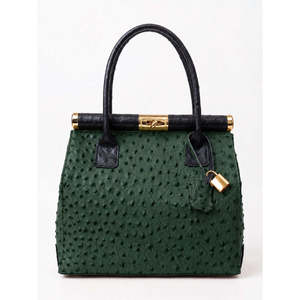 Bolso Elegante de Piel de Avestruz Genuina para Mujer, con Doble Correa y Cierre de Solapa, Hecho en Italia - Product Image 2