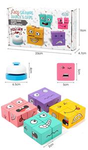 Visage en bois changeant Cube magique jeu <span class=keywords><strong>Expression</strong></span> Puzzle blocs de construction motif jeu d'association avec cloche - Product Image 6