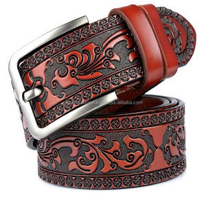 Nouvelle ceinture d'outillage en cuir occidental gravée à la main de créateur de mode pour hommes et femmes avec boucle en argent finition mate de qualité supérieure - Product Image 3