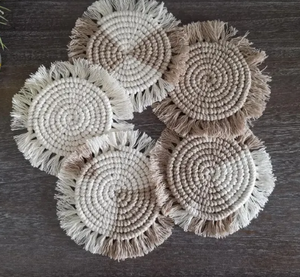 ENSEMBLE de 5 sous-verres en macramé | Fabriqué sur commande | Motif fait à la main pour tasses, boissons, décoration, plante, pot, tapis - Product Image 3