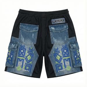 กางเกงขาสั้นผู้ชาย Cuarom ทรงบ็อกซี่ ปักลาย สไตล์สตรีทแวร์ ขาดๆ แบบลำลอง ใส่เล่นกีฬา กันลม แห้งเร็ว มีเชือกผูก - Product Image 2