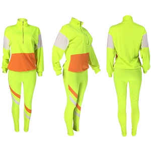 Chándal cortavientos ligero de 2 piezas para mujer, pantalones de chándal con capucha y cremallera completa con cuello levantado y patrón sólido - Product Image 5