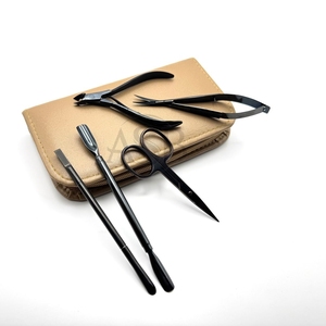 Logo privé durable en acier inoxydable noir professionnel ongles outils poussoir tondeuse coupe manucure pédicure Kits - Product Image 1