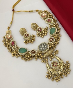 Clásico de alta calidad chapado en oro hecho a mano latón Amrapali collar conjunto pendientes conjunto mujeres tradicional boda compromiso regalo - Product Image 3