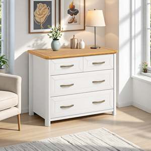 Commode de chambre moderne à 4 tiroirs, commode de rangement en bois minimaliste, unité de rangement compacte pour chevet - Product Image 2
