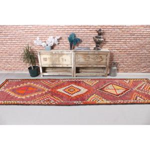 Tapis 3x11,1 pieds, tapis Herki vintage, tapis oriental turc en laine rouge - Product Image 3