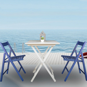 6 sedie pieghevoli in legno di faggio blu 42x40x78 cm per eventi domestici in giardino - Product Image 3