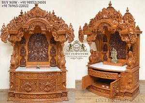 Exquisito Templo/Pooja Mandir Tradicional de Madera de Teca Pulida en Marrón/Negro, Tamaño y Diseño Personalizables, Reino Unido y Estados Unidos - Product Image 5