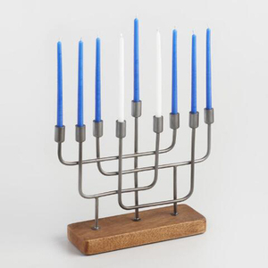 Metal Iron Sterling <b>Black</b> Menorah - Product Image 4