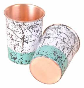 Verre à eau en cuivre pur imprimé, durable et écologique, grande capacité pour un usage quotidien domestique, hydratation ayurvédique régulière - Product Image 4