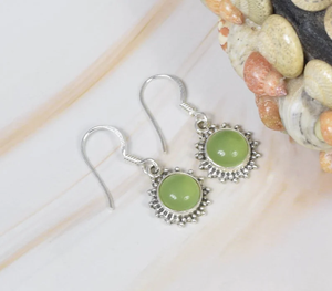 Modern Fashion Dangle <b>Earrings</b> Handmade 925 Sterling Silver with Green Prehnite Luxury <b>Hook</b> Flower Jewelry-Wholesale - Product Image 3