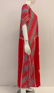 Robe décontractée Kell JB Nouveau caftan haut de gamme avec motif tendance à col en V Fermeture élastique à la taille pour l'été à l'intérieur Longueur genou - Product Image 4